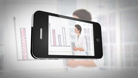 smartphone displaying business people at work