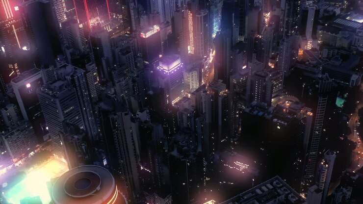 Paisagem urbana de Hong Kong à noite