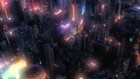 El paisaje urbano de Hong Kong por la noche