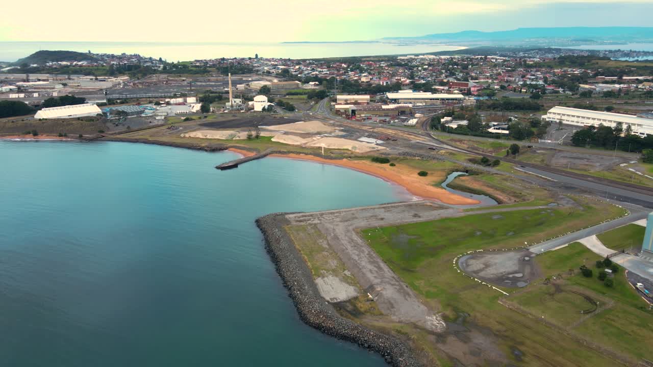 Aerial drone view of Port Kembla, in the Illawarra Region of NSW, Australia