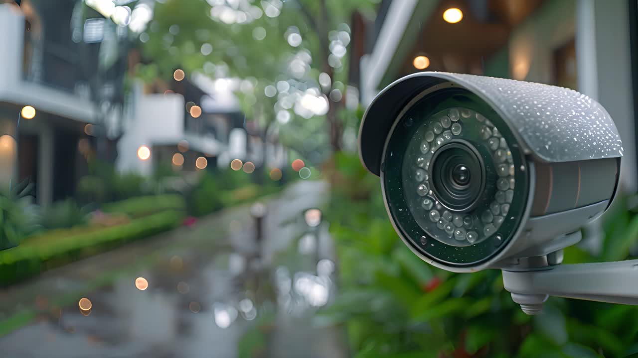 Outdoor Security Camera on a Rainy Day