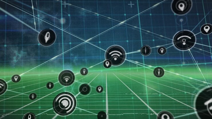 Animation af databehandling via netværk af forbindelser og gitter