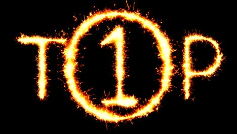 top 1 text sparkler glitter sparks firework loop animation