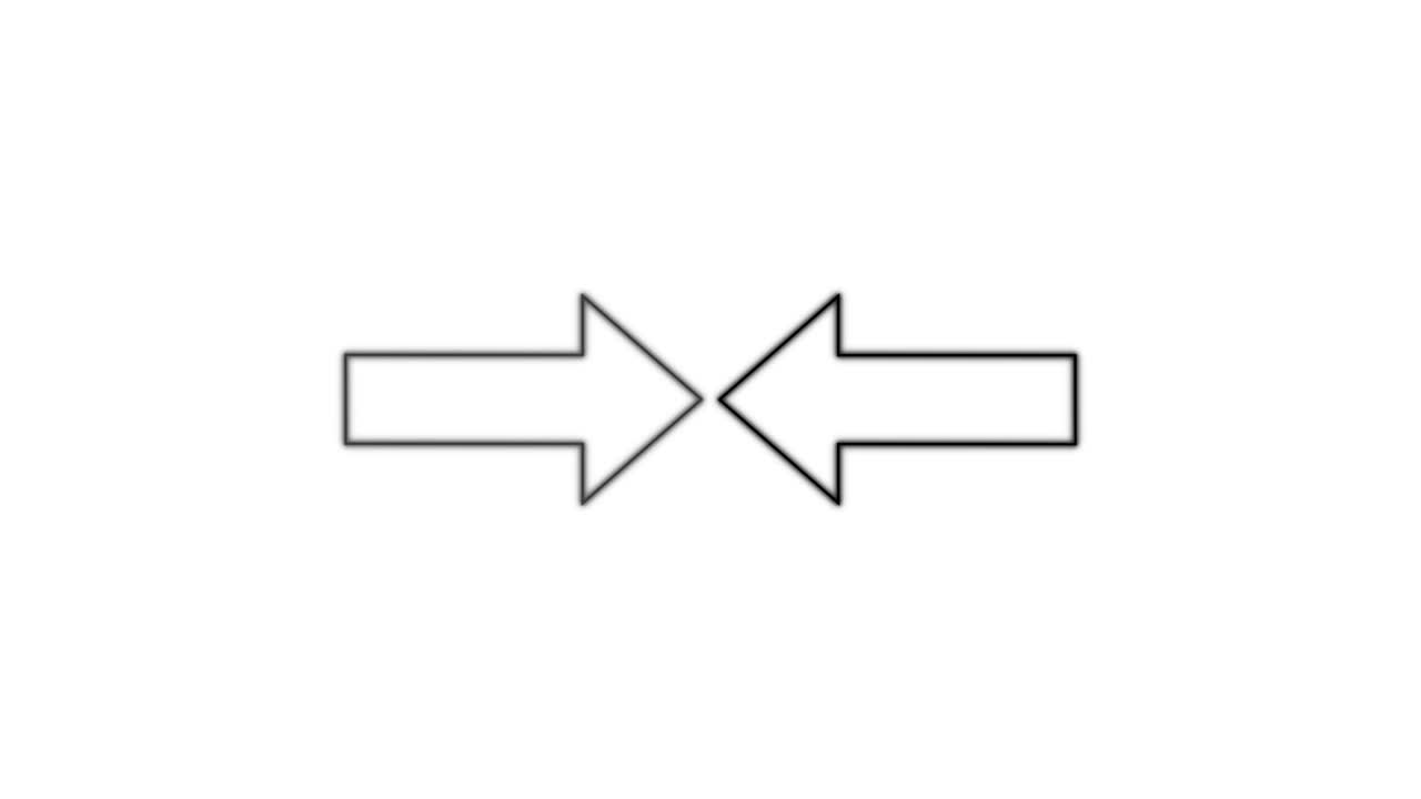 Outlined black arrows on white background move inward, overlap, and cross in smooth, looping animation