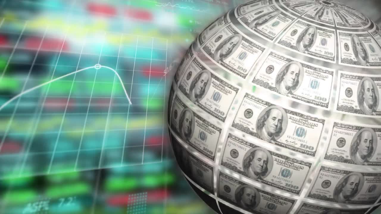 animación del globo giratorio sobre el procesamiento de datos e información digital