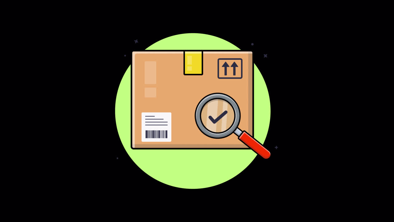 Animated Magnifying Glass Inspecting a Cardboard Delivery Box