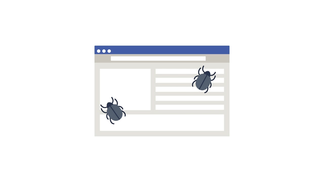 Animeret kravlende insekter på et browservindue