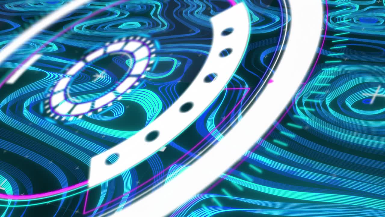 녹색 지도 선을 통해 범위 스캔과 데이터 처리의 애니메이션