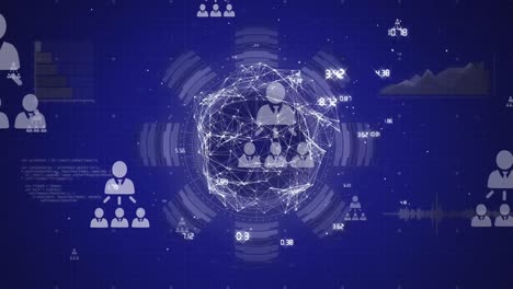 animación de la red de conexiones e iconos digitales en la interfaz