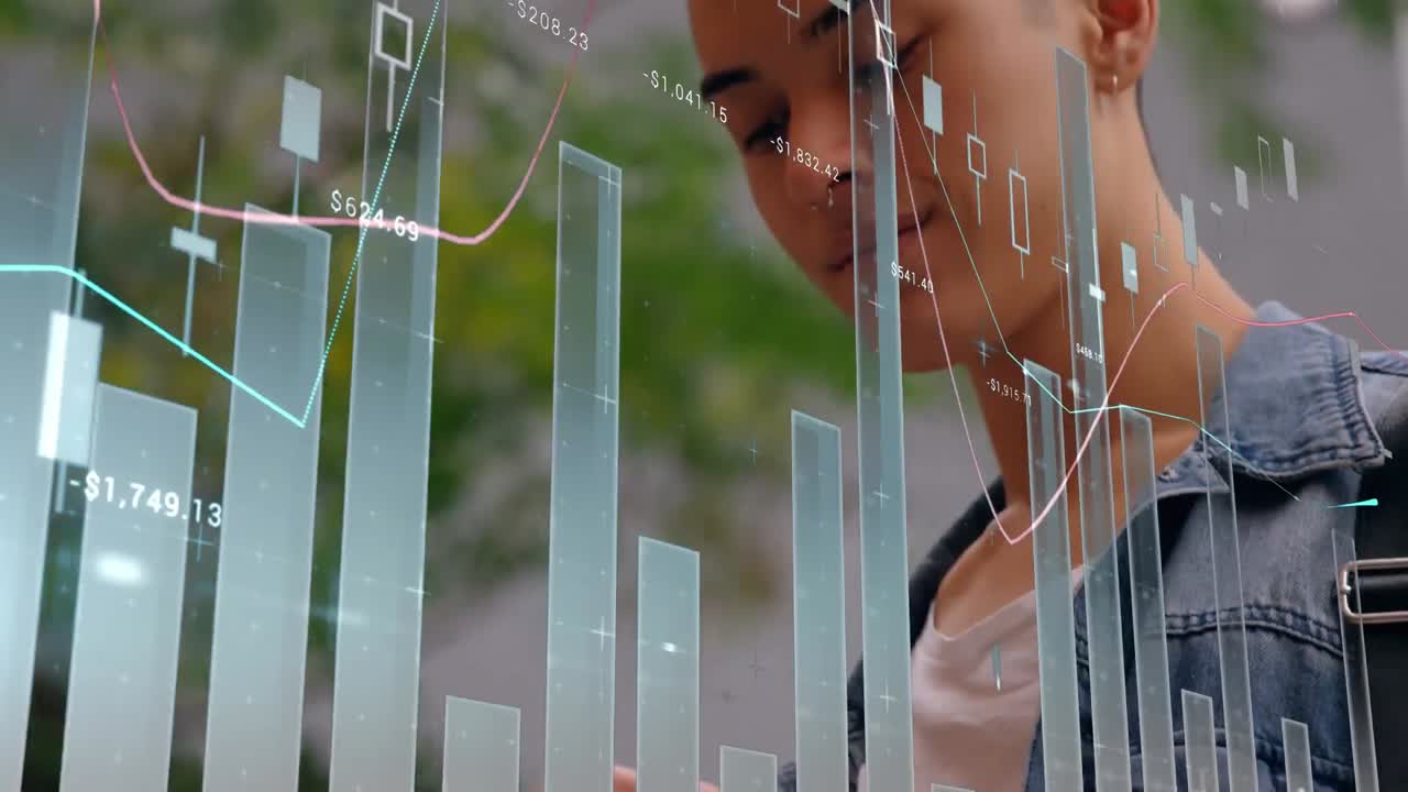 animación de estadísticas y procesamiento de datos sobre el hombre utilizando un teléfono inteligente