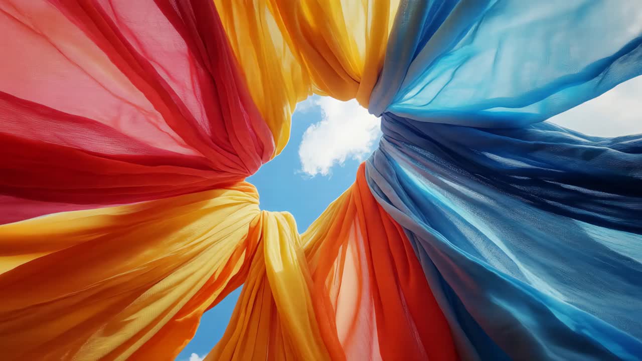 Colorful Drapes against a Cloudy Sky