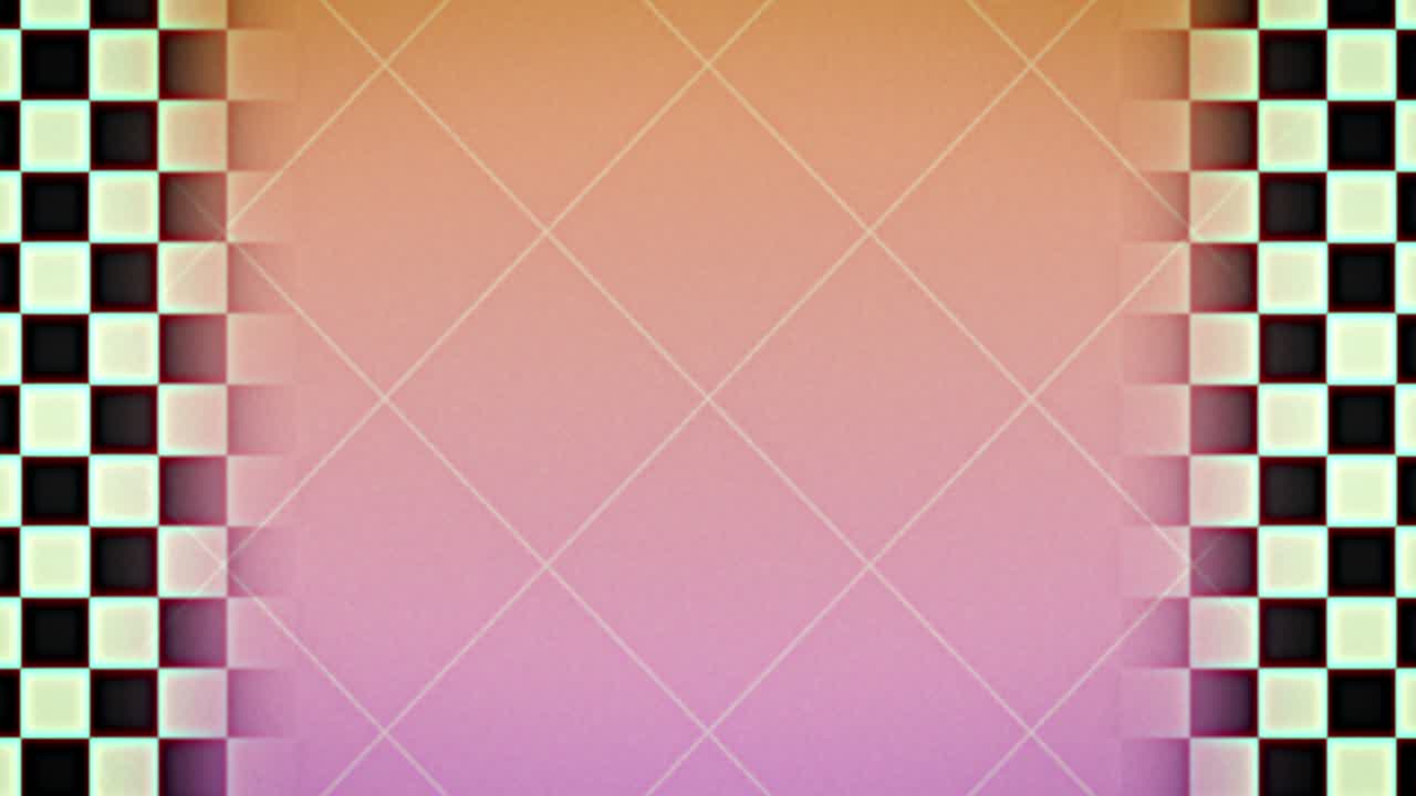 체크보드 패턴에 맞춰 분홍색 배경 위로 움직이는 그리드 라인