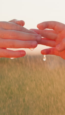 Children play with fingers in rainy weather closeup. Sister and brother collective spirit imbued with magic of childhood wonder. Friendship and innocence