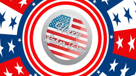 animation of labor day text over flag of america pattern