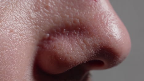 close-up of human skin and nose showing texture and pores