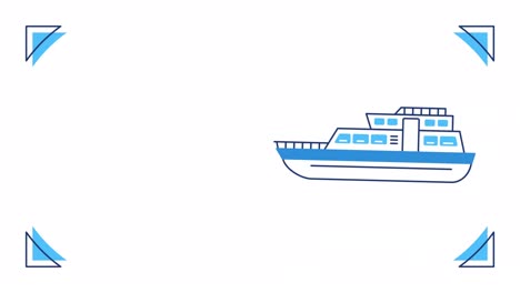 4k video of cartoon ship on white background.
