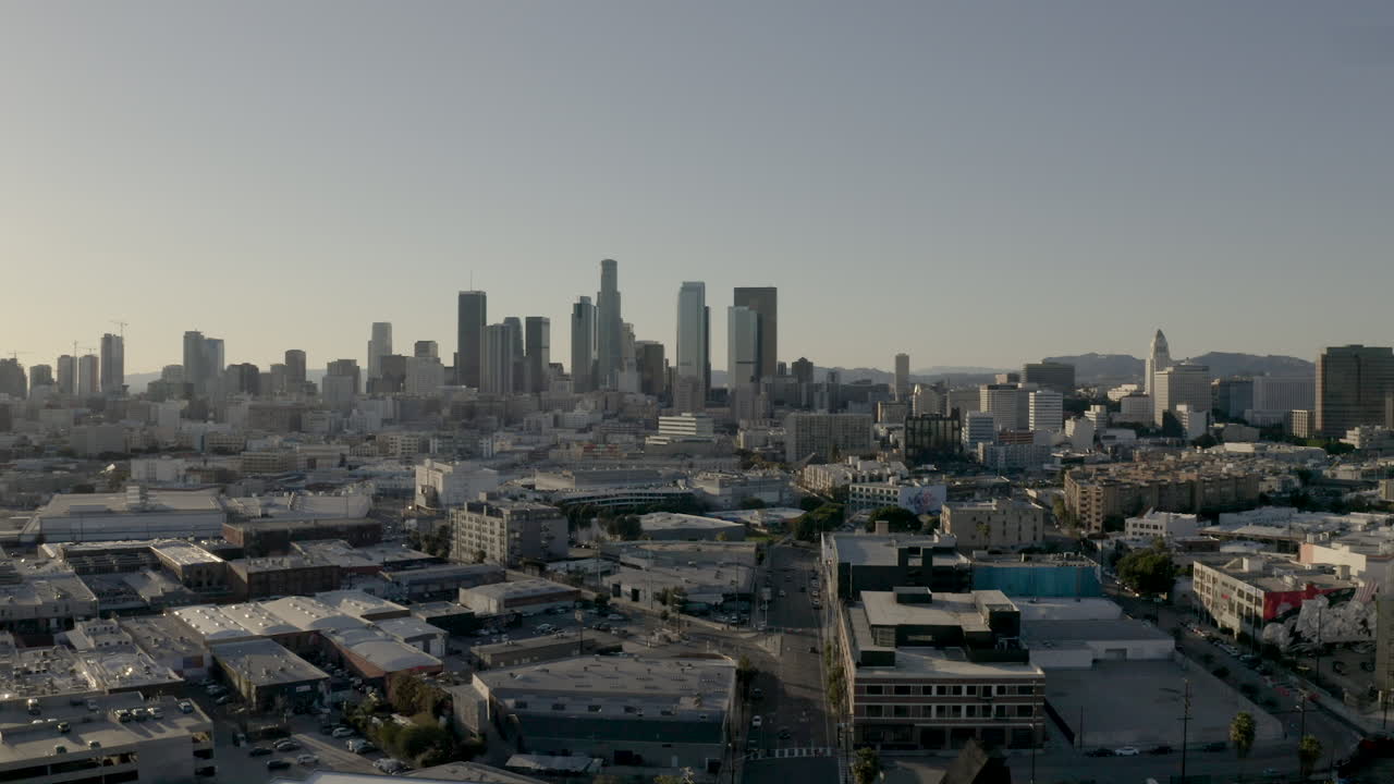 로스앤젤레스 시내 스카이라인의 조감도