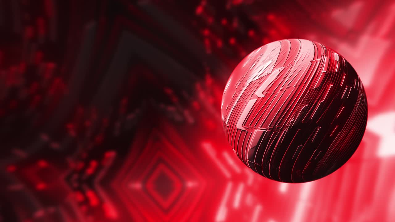 realidad virtual abstracta ciencia del movimiento concepto de tecnología de fondo, color rojo hi-tech círculo esfera bola en ciencia ficción virtual ciberespacio matriz. 4k 3d bucle telón de fondo tecnología moderna.