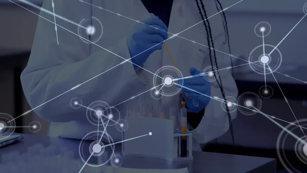 실험실에서 아프리카계 미국인 여성 과학자에 대한 연결 네트워크의 애니메이션