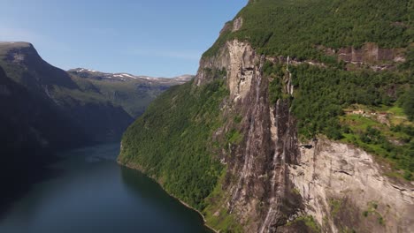 hyperlapse above geirangerfjord, seven sisters waterfalls in late summer