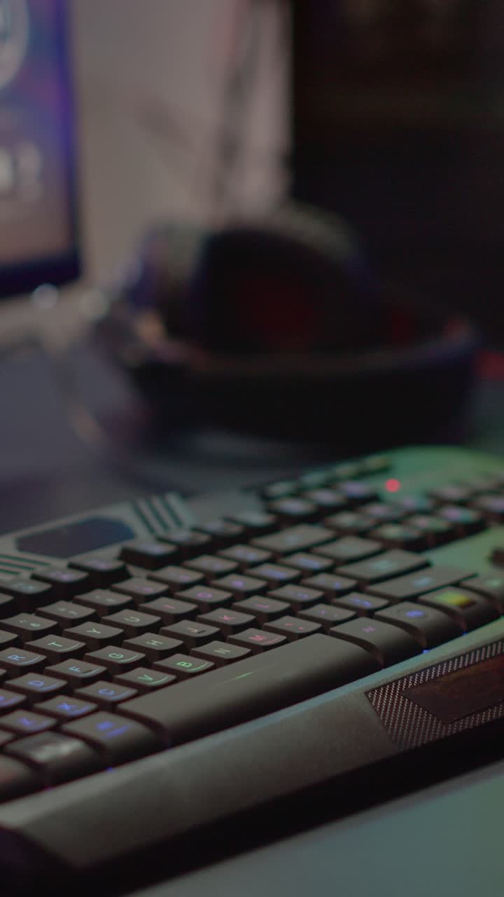 Close-up of a Gaming Keyboard with RGB Backlighting