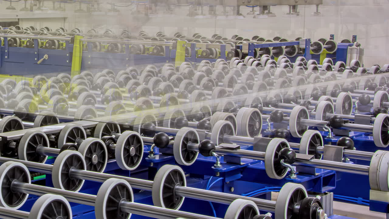 롤러 테이블에서 라미네이트 유리 제조 - 시간 지연