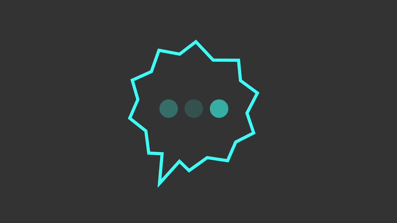 un elemento simple de una burbuja de pensamiento o mensaje de texto que aparece, con puntos de escritura o pensamiento aislados en blanco