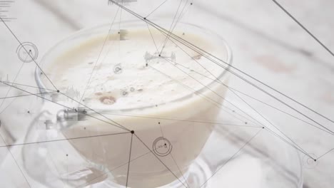animation of network of connections and statistics over cup of coffee