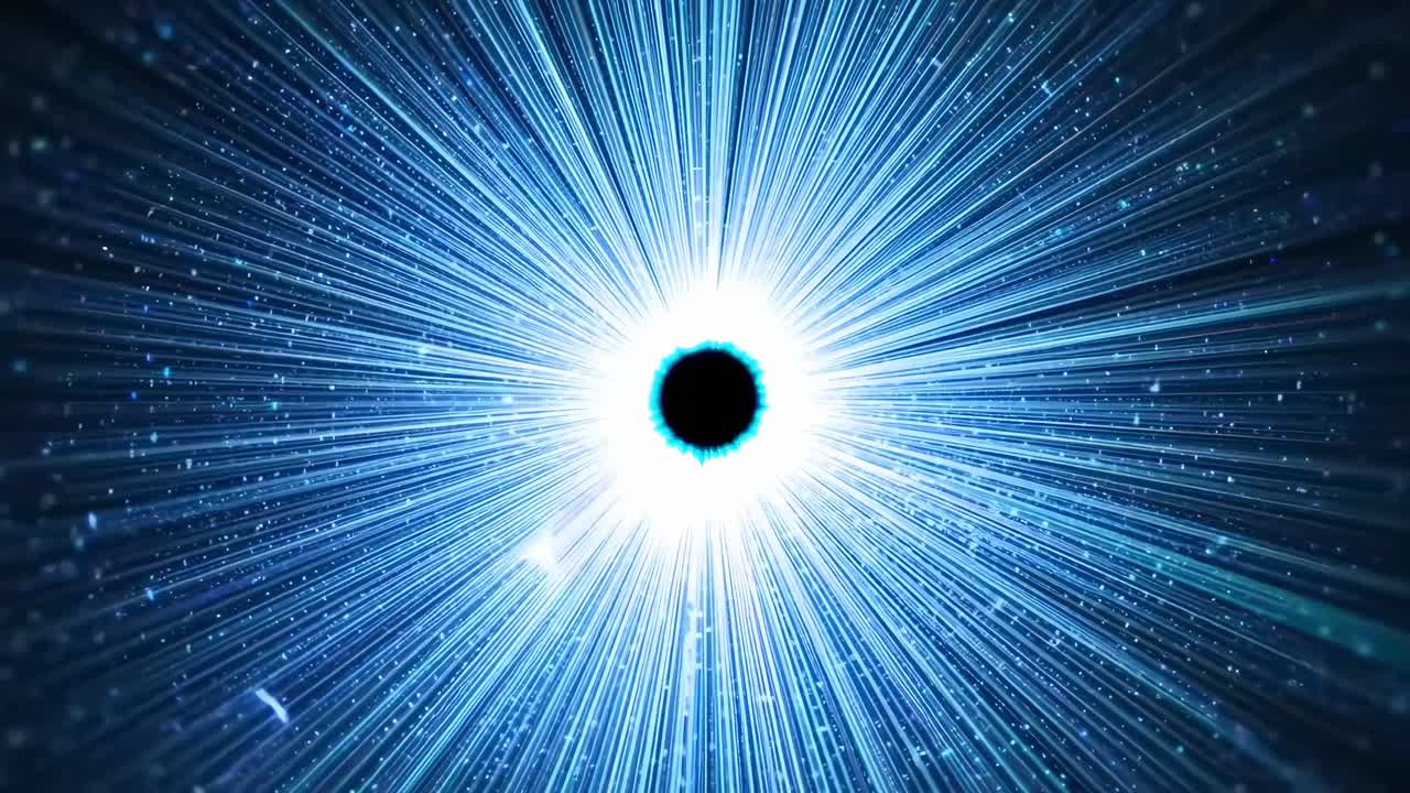 A mesmerizing video concept with a radial burst of pink light, captured from a center-focused angle