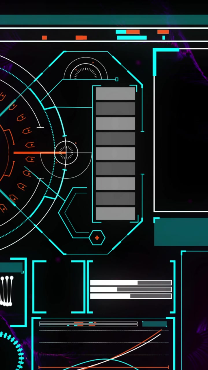 Animation of data processing over shapes on black background