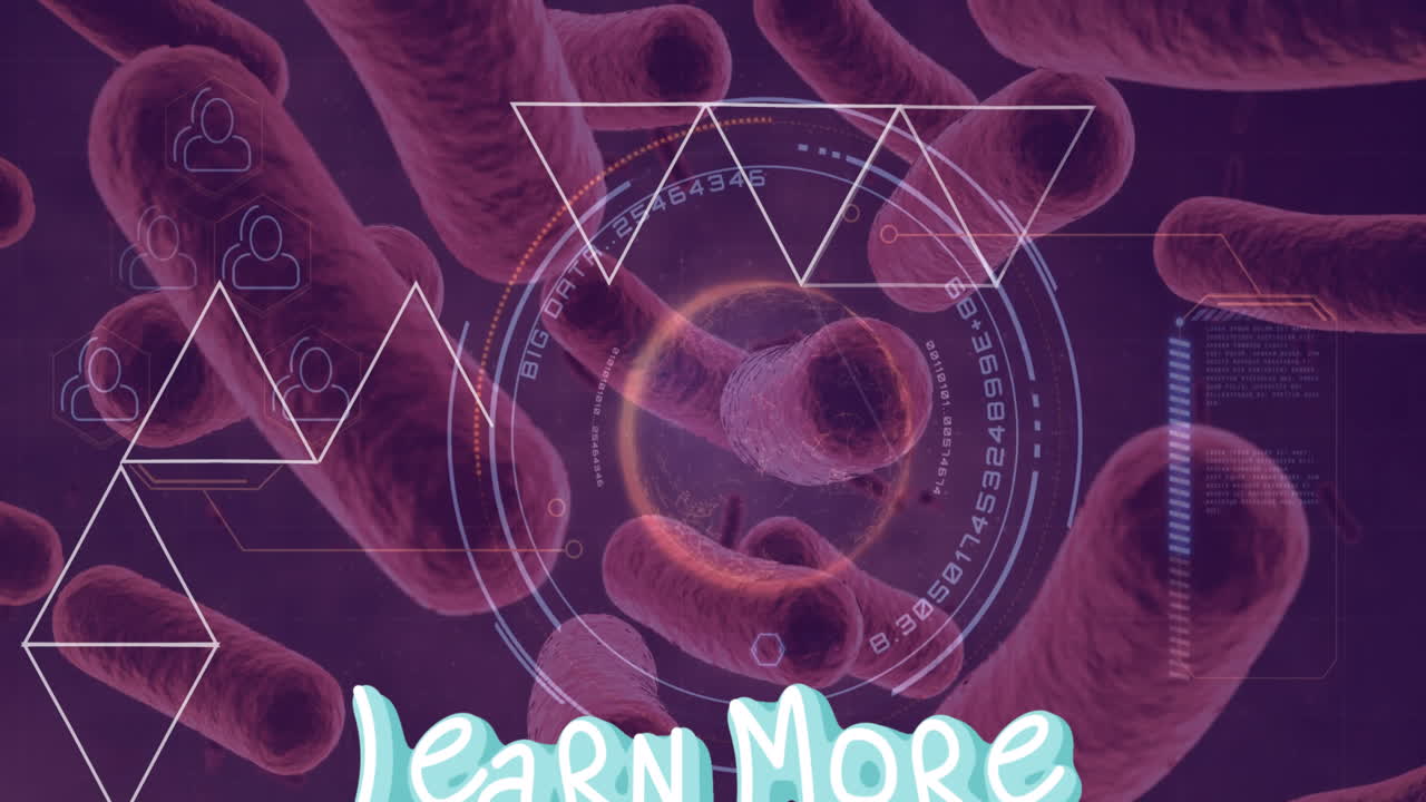 더 많은 텍스트와 둥근 스캐너와 빨간 배경에 대한 혈관에 대한 추상적인 모양을 배우십시오.