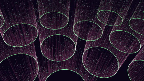 diseño circular simétrico de líneas y puntos interconectados sobre un fondo oscuro