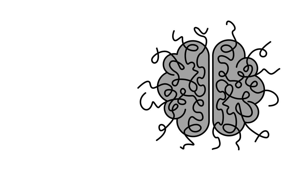 video en 4k del cerebro gris de dibujos animados aislado sobre un fondo blanco.