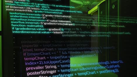 animación de lenguajes informáticos que se mueven a través de sistemas de servidores de datos