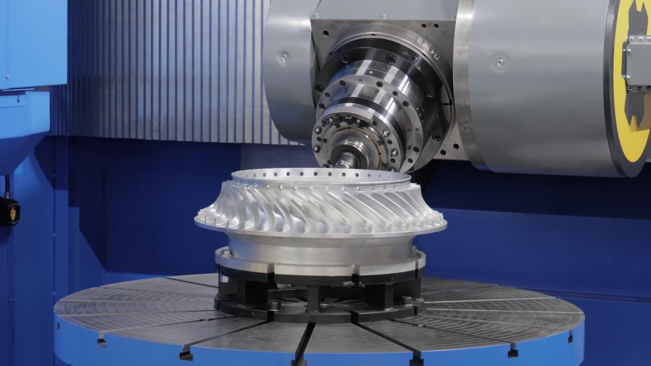 lavorazione dei metalli macchina di fresatura cnc. taglio del metallo tecnologia di lavorazione moderna.