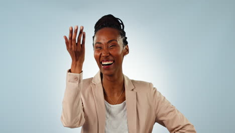 Laugh,-confused-and-face-of-black-woman