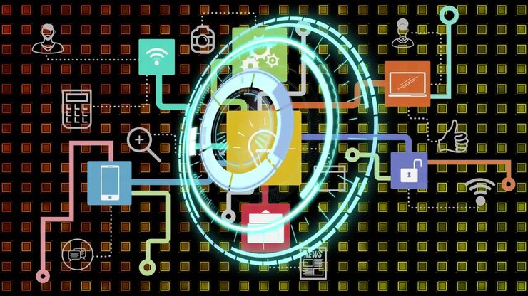 Animation of scope scanning over media icons