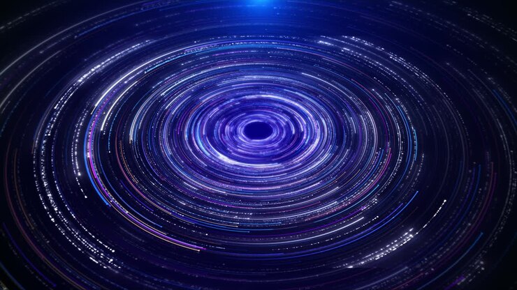 Particelle astratte tunnel wormhole luminoso sfondo in movimento big data IA intelligenza artificiale