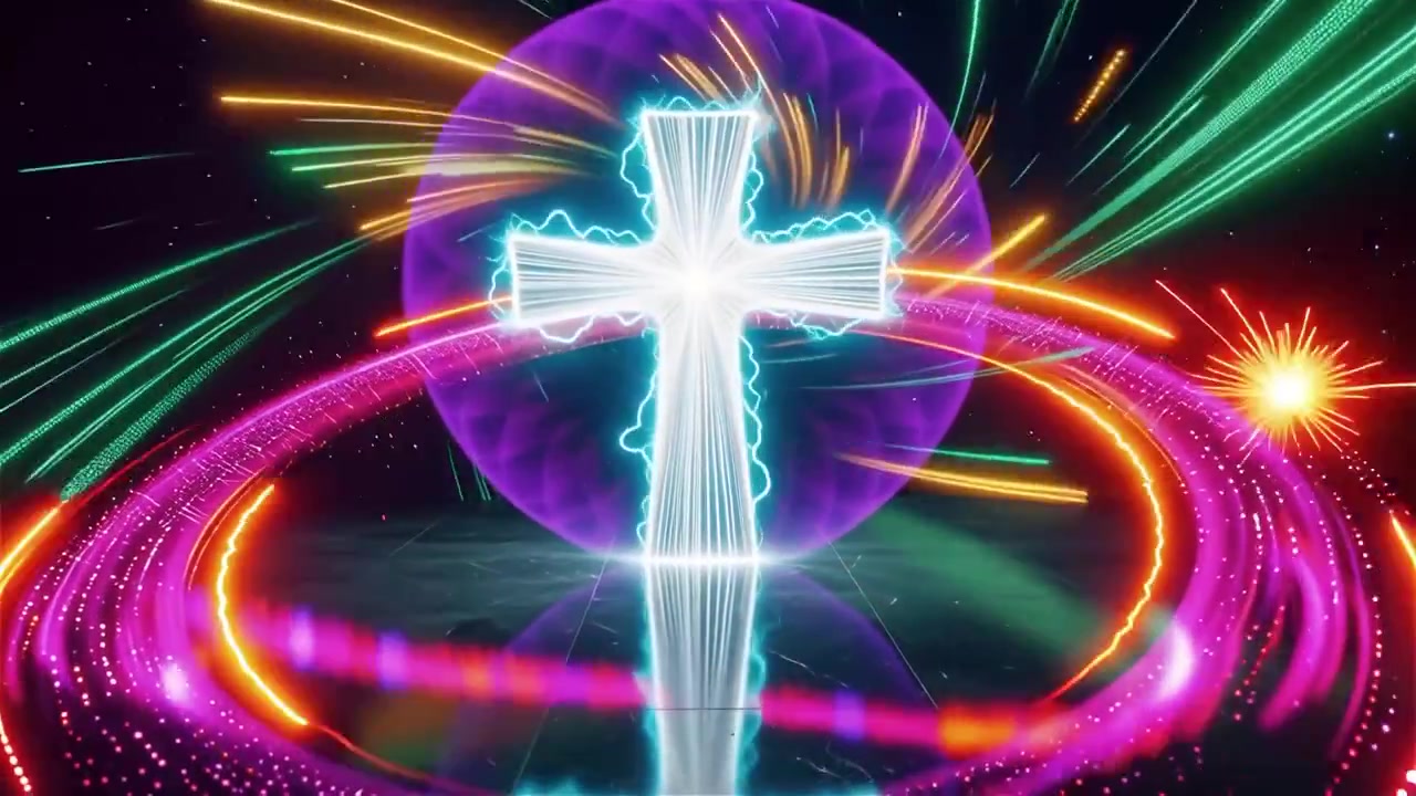 Croce Cristiana Luce Celestiale Sfondo per il Culto.
