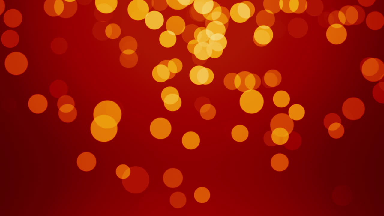 Fundo Vermelho Festivo com Luzes Bokeh Douradas em Movimento