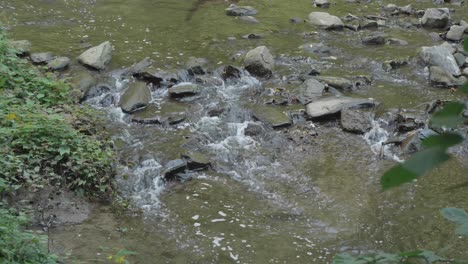 Water-flowing-past-large-stones,-Wissahickon-Creek,-Philadelphia