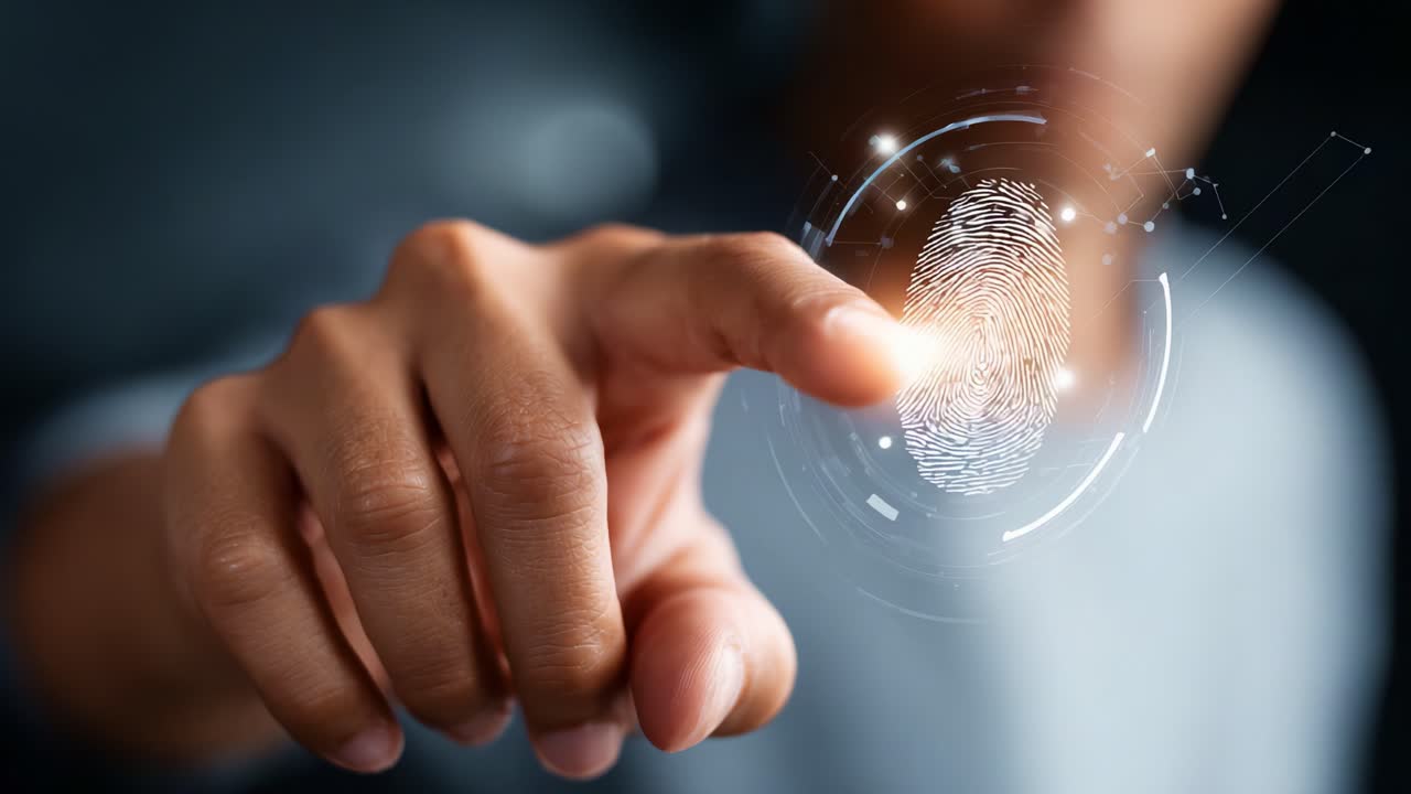 A Close-up of a Finger Activating a Digital Fingerprint Scanner, Demonstrating Innovative Technology for Authentication and Security in Modern Devices