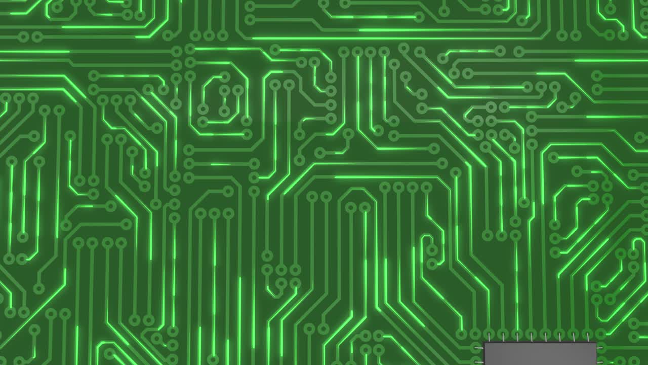 Dark green computer circuit board loop 4K