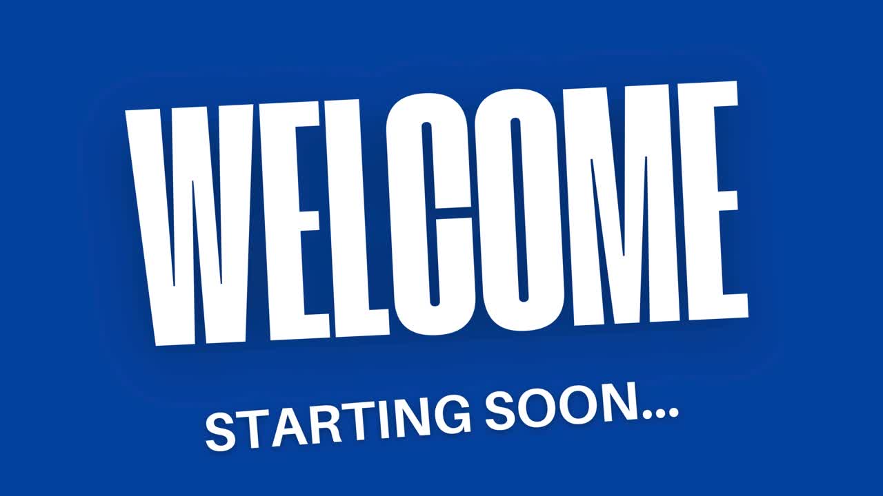 Animated “Welcome” Text Pop Up Screen — Starting Soon Intro, Greeting Message, Event Opening