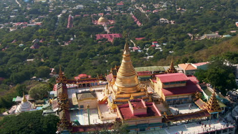 swan oo pon nya shin pagoda, myanmar, hermosa toma aérea circular