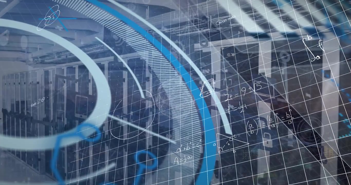 Animation of network of connections and scope scanning over cityscape