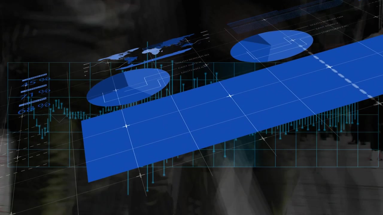 Animation of financial data processing and statistics