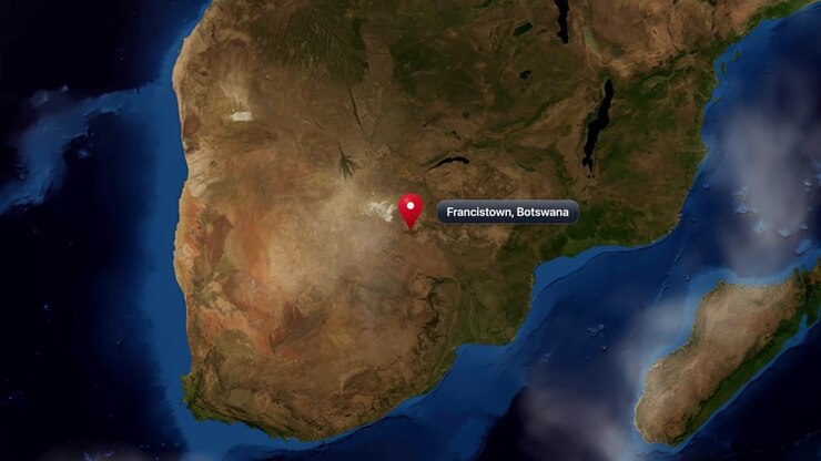 Satellite Zoom into Francistown, Botswana
