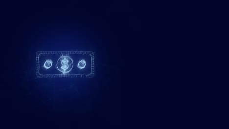 banknote dollar icon with plexus effect. connected lines with dots. lines plexus
