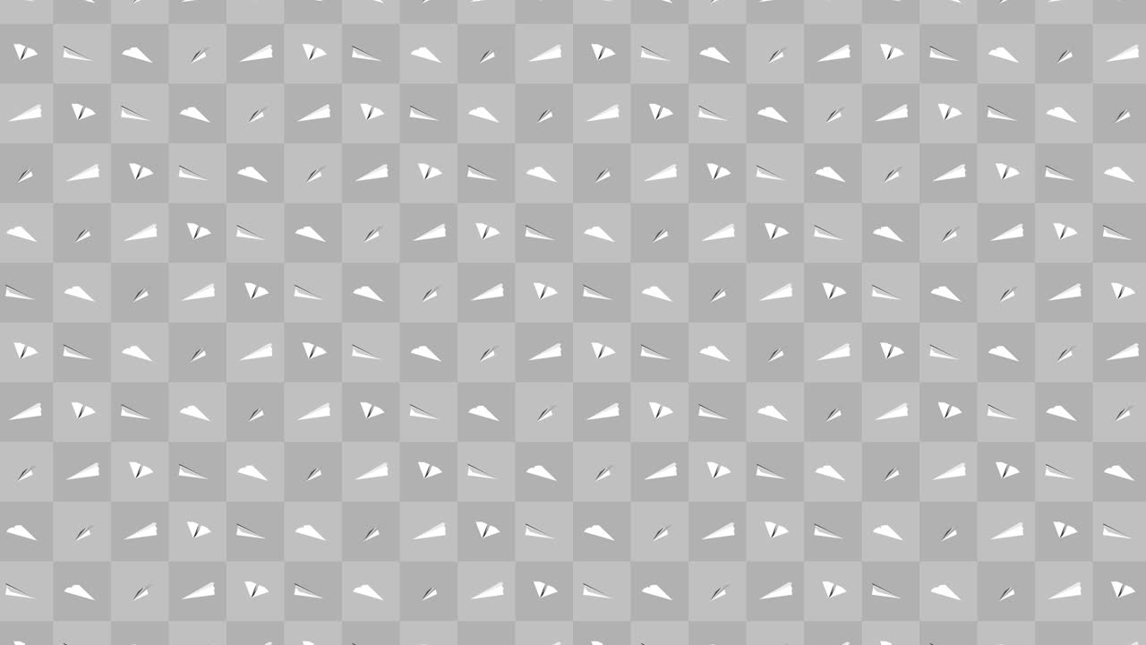 Handmade paper plane collection. Loop animation of flowing white paper plane on gray background. Business connection concept. Origami airplane flying.